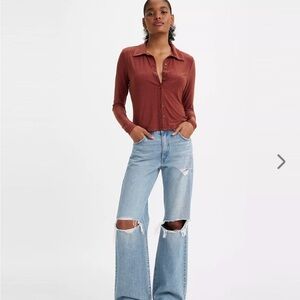 Classic Blue Distressed Women's Jeans